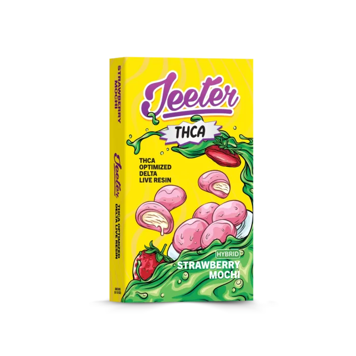 65b7f6c6a8ef7c48a1b98758 Jeeter THCA Vape Boxes 2024 Strawberry Mochi copy scaled